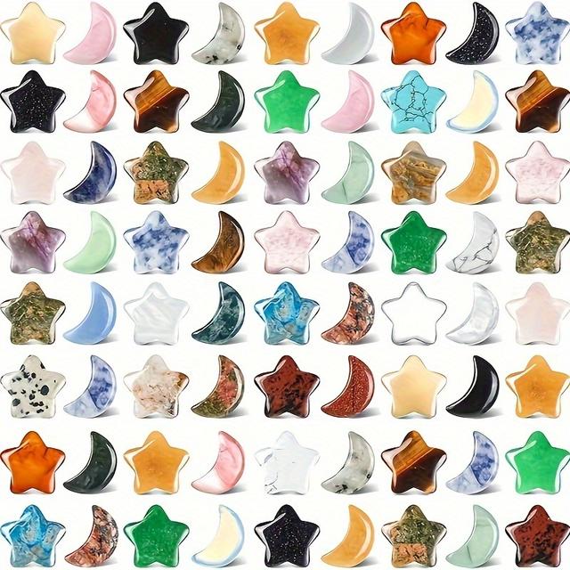 TEMU 10/20pcs, Stars And Crystals, Large Moon Shaped Stars, Thumbs, Gemstones, Polished Moon Pockets, Stars, Palm Stones, Large Pieces For Diy Decoration In , For Halloween