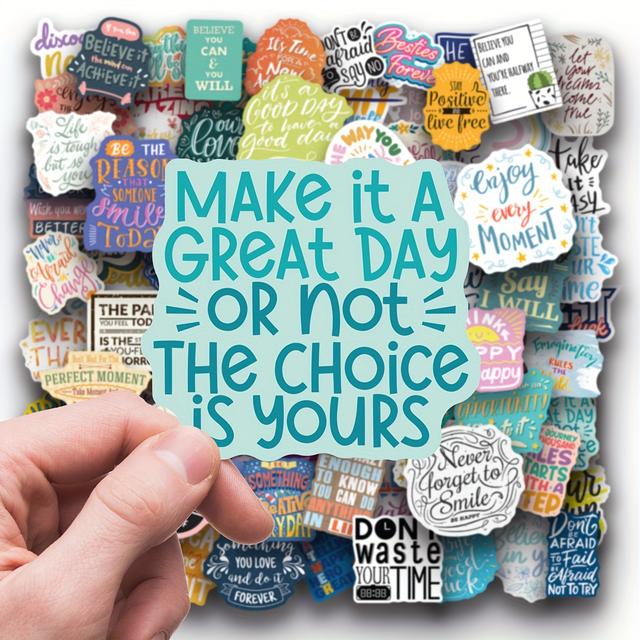 TEMU 100pcs Inspirational Stickers Pack, Motivational Stickers For Water Bottle Vinyl Quote Stickers, Affirmation Positive Stickers For Journaling Computer Decals Laptop For Macbook Phone Case