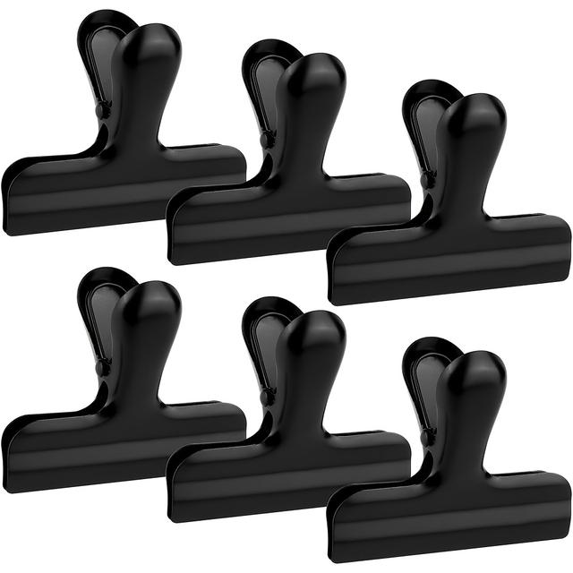 TEMU 2/6/8pcs Reusable Stainless Steel Food Bag Sealing Clips - Black, Heavy Duty, Multipurpose, Air Tight Seal For Office, School, Home Kitchen, And Storage