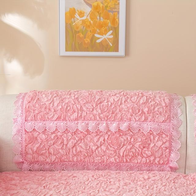 TEMU 1개 심플 플러시 소파 커버, 모던 미끄럼방지 두꺼운 보온 로즈 그레이 패턴 귀여운 핑크 걸리 스타일, 침실 사무실 거실 홈 데코 가구 보호 커버