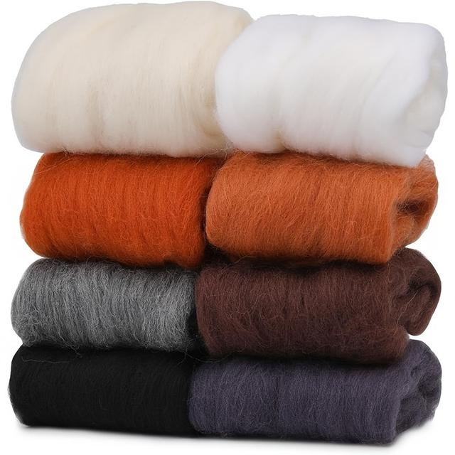 TEMU ムニールト、80g - 柔らかく高級感のある8色展開、各色10g、DIYクラフトやフェルトプロジェクトに最適、大量購入向け、フェルト愛好家へ