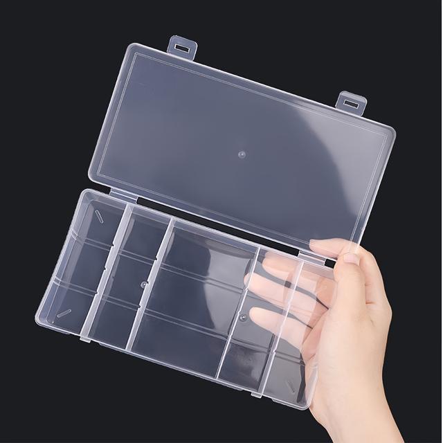 TEMU 5-grid Transparent Rectangular Vertical Eyelash Storage Box With Snap Closure - Unscented, No Power Supply Required, Battery-free - Makeup Tool Organizer, 1-pack