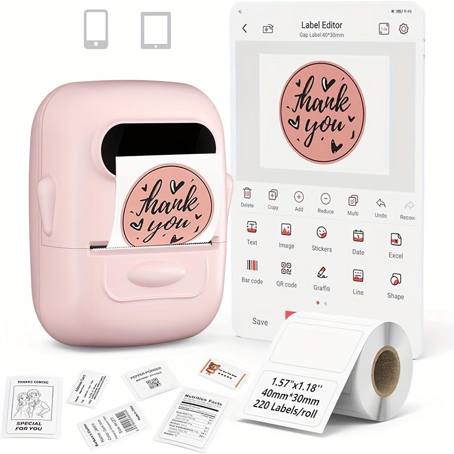 TEMU P50 Portable Thermal Label Printer, Suitable For Home, Clothing, Supermarkets, Jewelry, And Food Industries, Compatible With Android+ios, Equipped With A Roll Of 40 * 30mm White Stickers