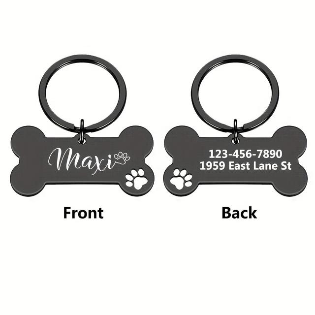 TEMU 犬用紛失防止タグ、カスタマイズ可能なペットIDタグ刻印犬ID名首輪タグパーソナライズされた子犬の骨ペンダントペットアクセサリー