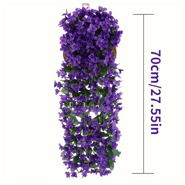 TEMU 3pcs Artificial Flower Vine, Purple Faux , Outdoor Home Decor, Wall Hanging Decoration, Wedding Artificial Flower Vine, Plastic Hanging Basket, Home Decor, Room Decoration