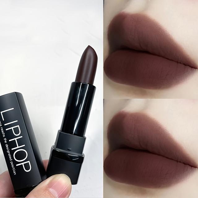 TEMU European And American Deep Brown Matte Lipstick, Chocolate Color, Halloween Dark Color Cosplay Lipstick
