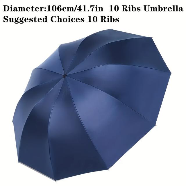 TEMU Mei Qi Lin Durable Windproof Umbrella - 10-rib Extra Sturdy Sunshade, Foldable & Portable For Men And Women