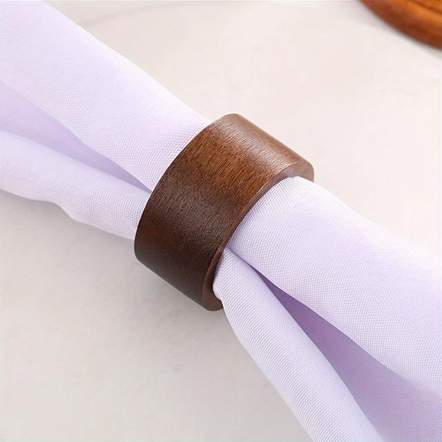 TEMU Simple Solid Color Wooden Napkin Ring, Stylish And Versatile, Hotel Table Setting, Restaurant Napkin