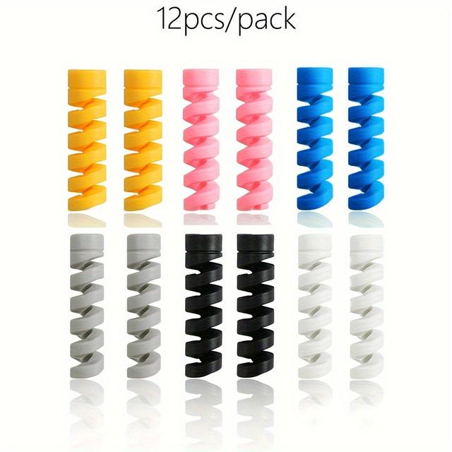 TEMU 12pcs Housse de Protection En Silicone Pour Câble de Données Convient Aux Téléphones Portables IOS Et Câble de Charge Couramment Utilisé Anti-casse Enrouleur de Protection