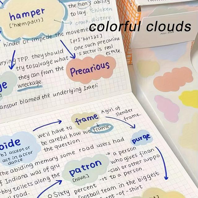 TEMU Висувні липкі нотатки з різнокольоровими діалоговими блоками для нагадувань, багатофункціональні для виправлення помилок, повністю клейкі липкі нотатки та етикетки для нотаток