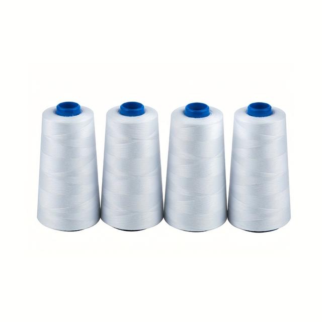 TEMU 4pcs/set 흰색 굵은 실 100% 폴리에스테르 3000야드/스풀의 실, 40/2 모든 용도에 적합한 전문적인 재봉틀 및 오버록용 실