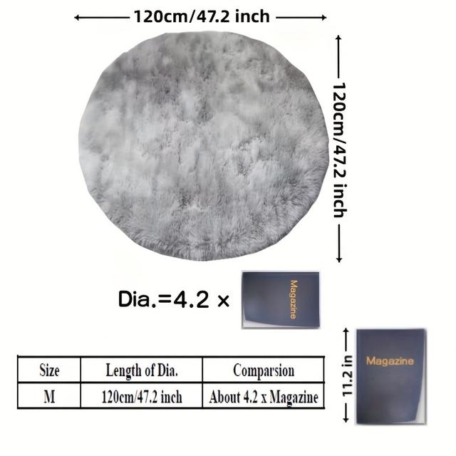 TEMU 1pc Round Floor Mat - Non-slip Machine Washable Fluffy Mat, 100% Polyester, Light Grey & Black Grey, 31.4/47.2/62.9 Inch For Bedroom & Living Room Home Decor, Mat For Living Room