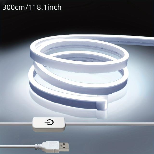 TEMU 5V USB Neonlicht, weiße LED-Streifenleuchten, USB LED-Streifenleuchten, flexible LED-NEON-Tapeleuchten für Schränke, Heimdekoration, Raumdekoration, TV-PC