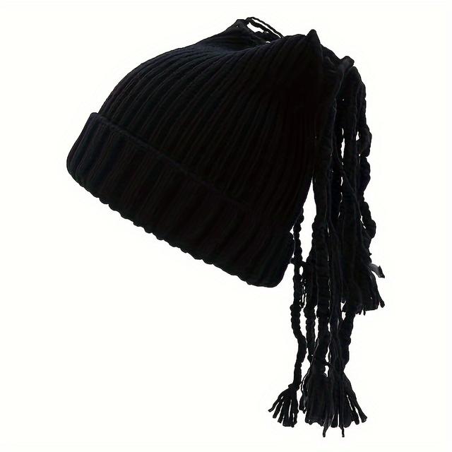 TEMU Outdoor Sport Winter Knitted Hats With Dreadlocks, Winter Warm Beanie Hats Knitted Caps Headgear For Running, Hiking, Cycling