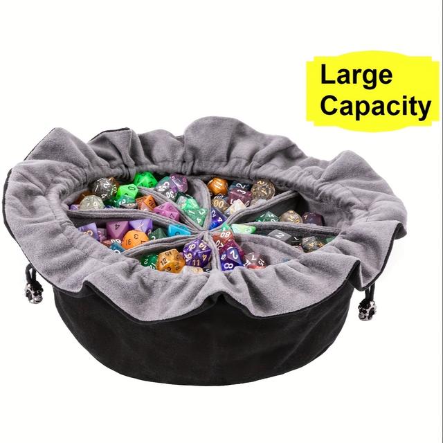 TEMU Large Dice Drawstring Bags With Pockets, Black Storage Bag For Game Dices, Halloween Christmas Gifts