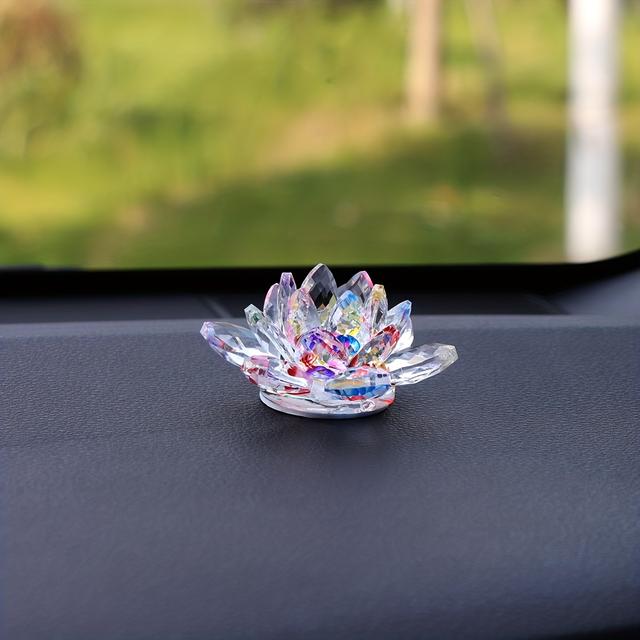 TEMU Les Ornements Créatifs de Console Centrale D'intérieur de Voiture Lotus Sont Livrés Avec Des Autocollants Adhésifs Double Face Aux Couleurs Violet, Bleu Et Arc-en-ciel.