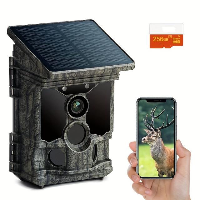 TEMU Solar Trail Camera 30fps - Wifi 46mp Game Camera - 120° Detection Angle Motion Sensor Night Vision
