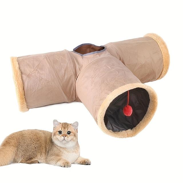 TEMU Cat Tunnel Dog Training Tunnel Foldable Storage Velvet Tunnel Pet Toys Play Tunnels For Cat Interactive Toy
