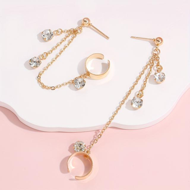 TEMU A Set Of Golden Hip-hop Style Earrings With Ear Cuff