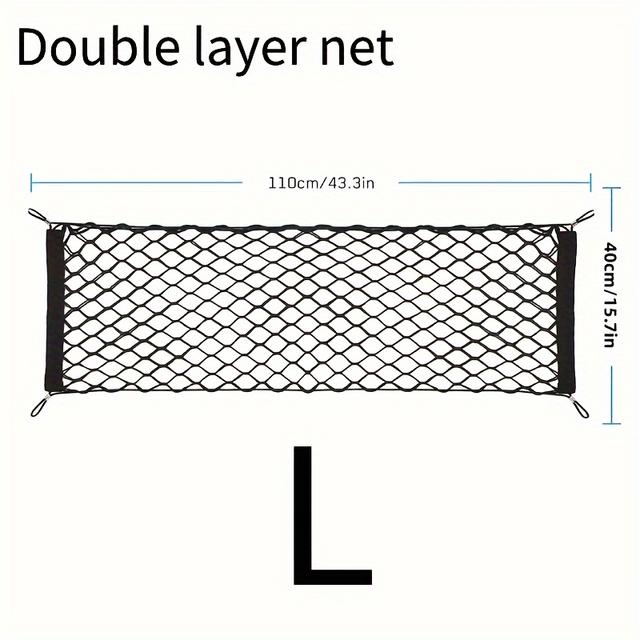 TEMU 1pc Car Trunk Storage Mesh Bag, Elastic Luggage Cargo Storage Net, Car Trunk Storage Net Pocket, With Hooks, Car Interior Accessories, Car Accessories