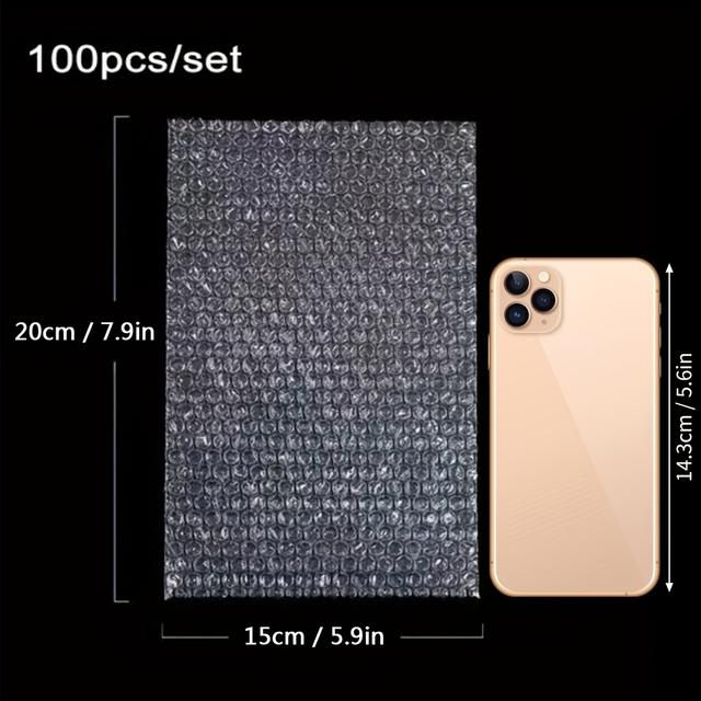 TEMU 100個、3つのサイズあり、バブルフィルム、輸送包装、透明、透明バブルバッグ、圧力耐性