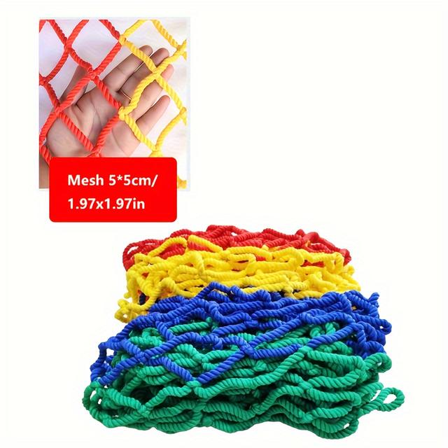 TEMU 1pc, Rope Netting Stair Balcony Railing Safety Net, 3.3ft*6.6ft Playground Netting Patio Fence Protection Net Pet Anti-fall Rope Netting Colorful Web
