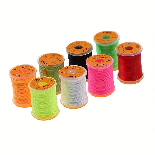 TEMU 8 Stücke 200D Fluoreszierende Bindeschnur, Angelschnur Zum Binden Von Haken, Material Zum Herstellen Von Fliegenködern