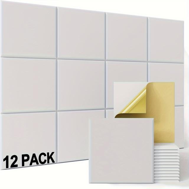TEMU Ett set med 12 självhäftande akustikpaneler, varje panel mäter 9,2 tum x 9,2 tum och är 0,4 tum tjocka, tillverkade av högdensitetspolyester för ljudisolering, idealiska för hem och kontor.