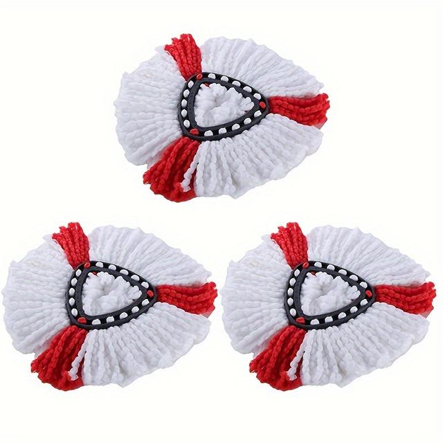TEMU Easy To Use: Festive Red And White Swivel Mop Heads - 360° Rotation, Super Fine Fiber Material, Perfect For Home Cleaning