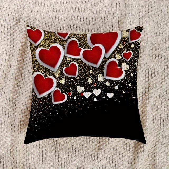 TEMU 1pc, Heart Throw Pillow Case, Soft Polyester Decorative Cushion Cover For Sofa Couch Car, Valentine's Day Gift Pillowcase, Wedding Decorations