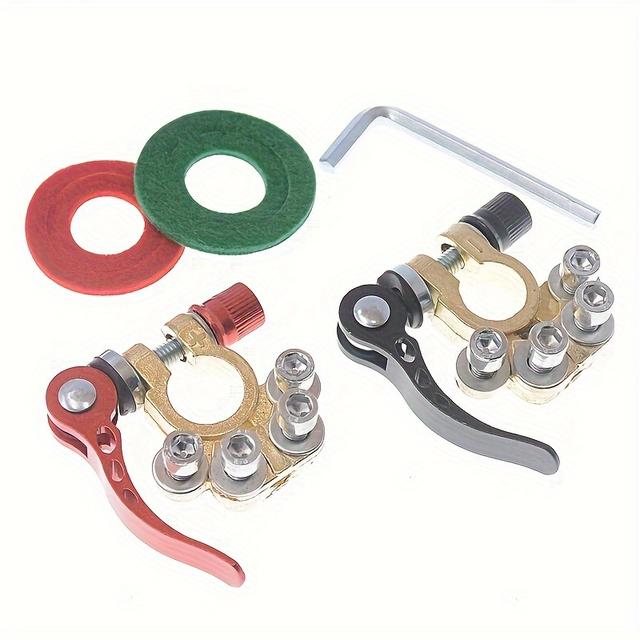 TEMU مجموعة من 2 موصلات طرف البطارية، تتميز بموصلات تفريغ سريع رباعية الاتجاهات، مصممة بمشابك معززة لبطاريات السيارات