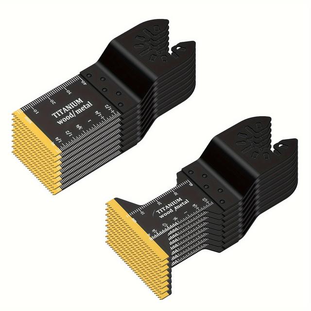 TEMU 16pcs 34/44mm Titanium Oscillating Saw | Professional Universal Multitool For Cutting Metal, Nails, Wood, And Plastic Hard Material, Quick Release, Fits Most Models