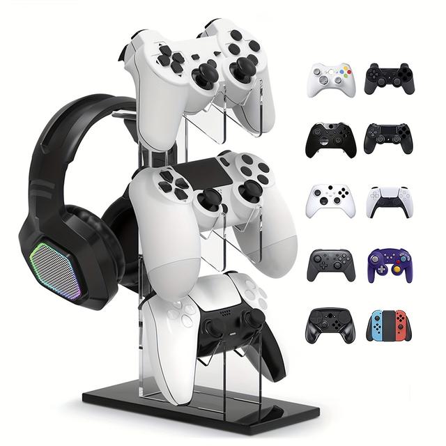 TEMU Soporte universal de 3 capas para controladores y auriculares, accesorios de juego para PS5, PS4, soporte de almacenamiento, soporte de controladores y auriculares, accesorios de juego.