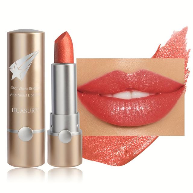 TEMU Hs7538 Star Brightening Lipstick Full Glossy And Long Lasting, Pearlescent Glitter Lip Gloss Lip Makeup 6 Shades For Women Daily Use For Music Festival