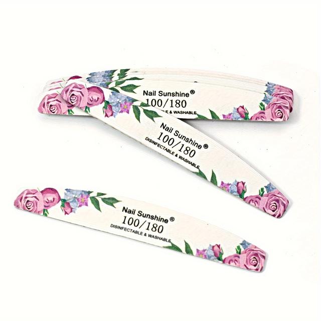 TEMU 50pcs Of Rose-shaped Half- Nail Files, Nail Polishing Tools (this Design Pattern Is Patented By Us), For Toenail& Foot Clean