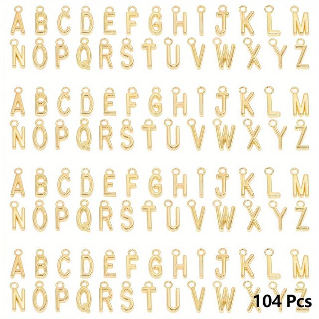TEMU 104 Bokstav Berlocker, Hängen med Bokstäver A-Z, för Personlig Smyckestillverkning