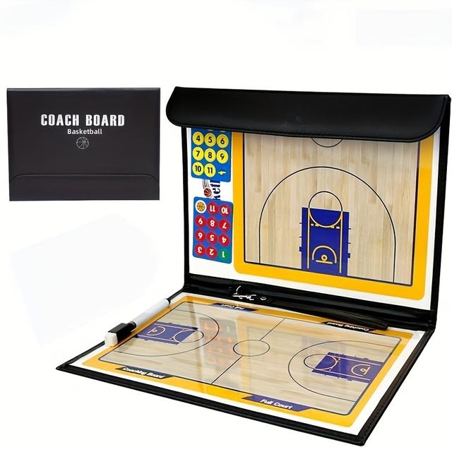 TEMU Upgrade Your Basketball Training: Professional Double-sided Tactical Board With Magnetic Erasable Marker & Zipper Bag