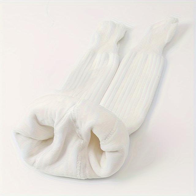 TEMU 1 قطعة جوارب ليكين للأطفال الصغار، جوارب صوف سميكة للبنات والأطفال، جوارب دافئة بلون سادة لطيف، جوارب شتوية للأطفال