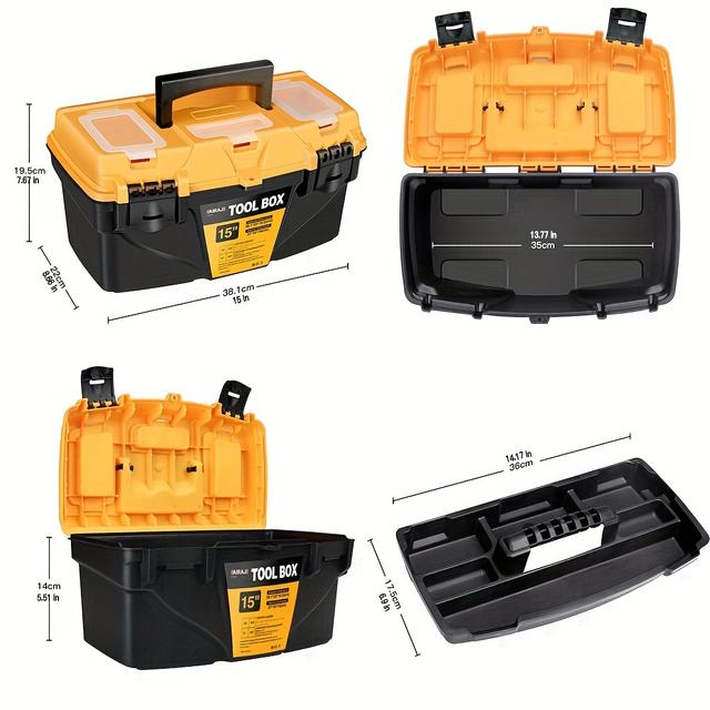 TEMU Airaj 15 Inch Hardware Toolbox, Plastic Thick Combination Suitcase, Electrician Woodworking Electric Storage Box, Car Toolbox