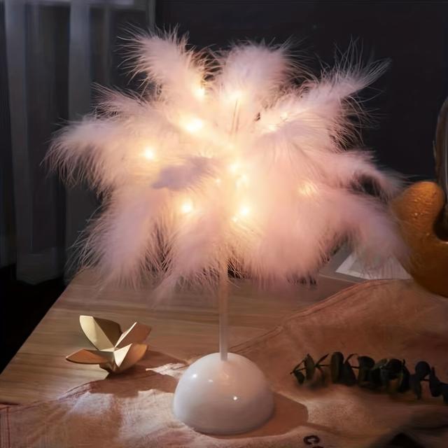 TEMU Luces decorativas románticas para la cama, de comedor, un regalo para , luces artificiales de plumas en rosa y (pilas no incluidas) para de San Valentín y