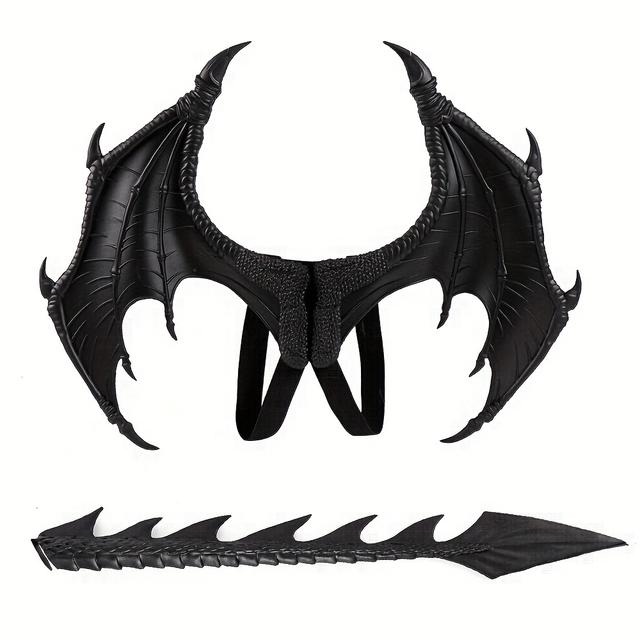 TEMU Ein Set PU Schaumstoff Drachenflügel und Schwanz für Halloween Party Cosplay Requisiten, geeignet für Auftritte und Kostümsets