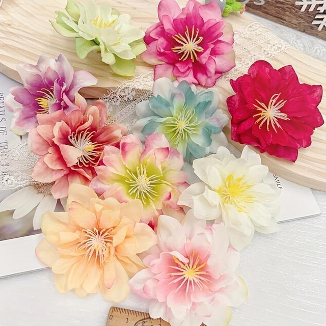 TEMU 20개 인공 피오니 꽃 DIY 공예 화환 손목 장식 모자 액세서리 장식 재료 웨딩 플라워 벽 장식 파티 장식 데이 장면 장식 야외 정원 장식