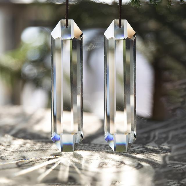 TEMU 2 szt. 5 "Suncatcher okno wisiorek do okna, prostokąt AB kryształu twórca tęczy ogród wiszący ozdoba łapacza słońca, wystrój domu, dekoracja stoczni (120 mm)