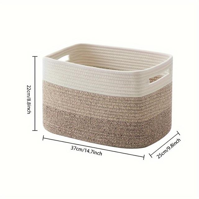 TEMU 1pc Contemporary Woven Storage Basket With Rope Weaving - Multi- Shelf & Basket Suitable For, Towels, Bathroom, Room, Pantry - Woven Basket, Shelf Baskets