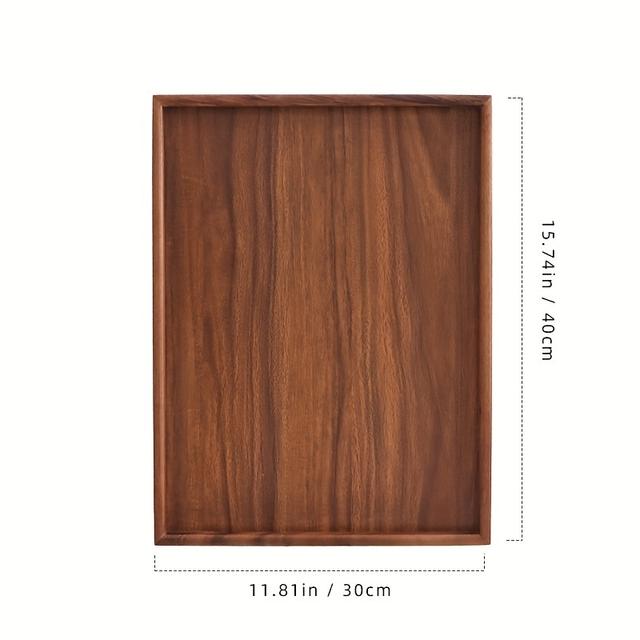 TEMU 1pc Walnut Wood Tray, Suitable For Breakfast, Dessert, Bread, Snacks, Sushi Multi-functional Plate, Rectangular Cup Tray, Afternoon Tea Tray, For Home , Kitchen Supplies, Table Decorations
