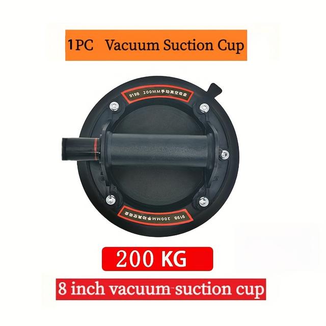 TEMU Heavy-duty 8" Vacuum Suction Cup Lifter With Rubber Grip - 440lb Capacity, Leakproof Design For Glass, Tile & Stone Handling