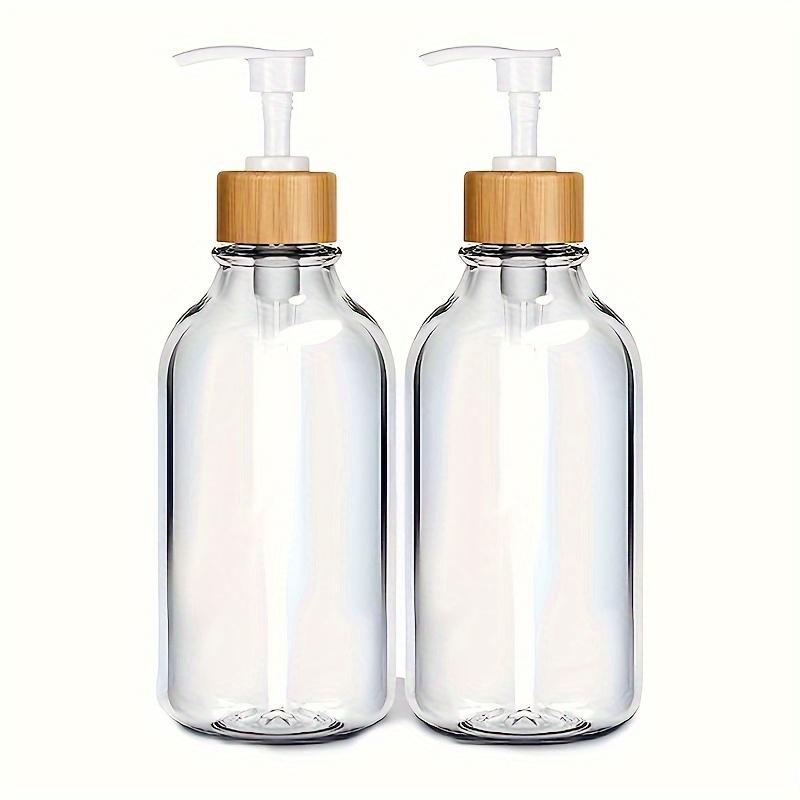 TEMU Clear Soap Dispenser, 2pcs Bathroom Hand Soap And Lotion Dispenser Set With Bamboo Pump, 16oz Plastic Hand And Dish Soap Dispensers Set For Kitchen, Refillable Liquid Soap Bottles