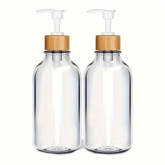 TEMU Clear Soap Dispenser, 2 Pack Bathroom Hand Soap And Lotion Dispenser Set With Pump, 16oz Plastic Hand And Dish Soap Dispensers Set For Kitchen, Refillable Liquid Soap Bottles