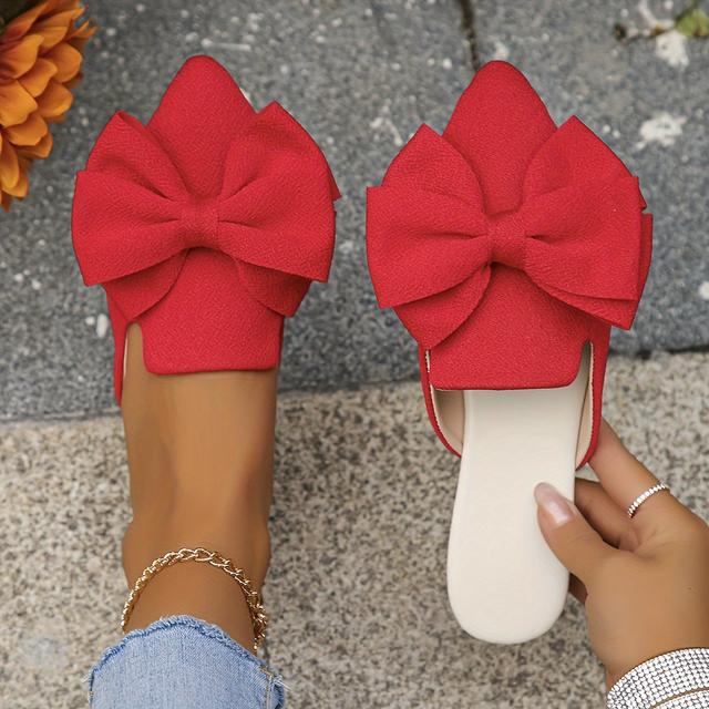 TEMU Women's Bowknot Decor Flat Mules, Toe Slip On Shoes, Lightweight & Comfortable Shoes