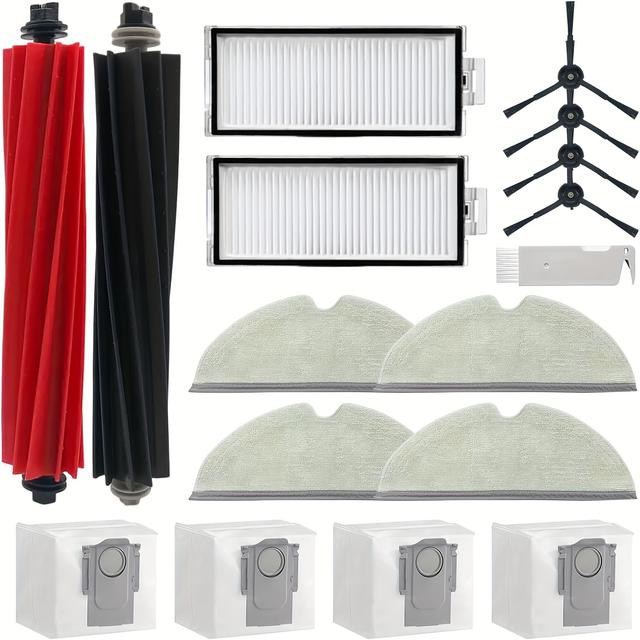 TEMU Peças de Reposição Compatíveis para Q5 Pro+/Q8 Max+ (Plus) - Conjunto Escovas Principais, 2 Filtros, 4 Escovas Laterais, 4 de Limpeza e 1 Ferramenta de Limpeza
